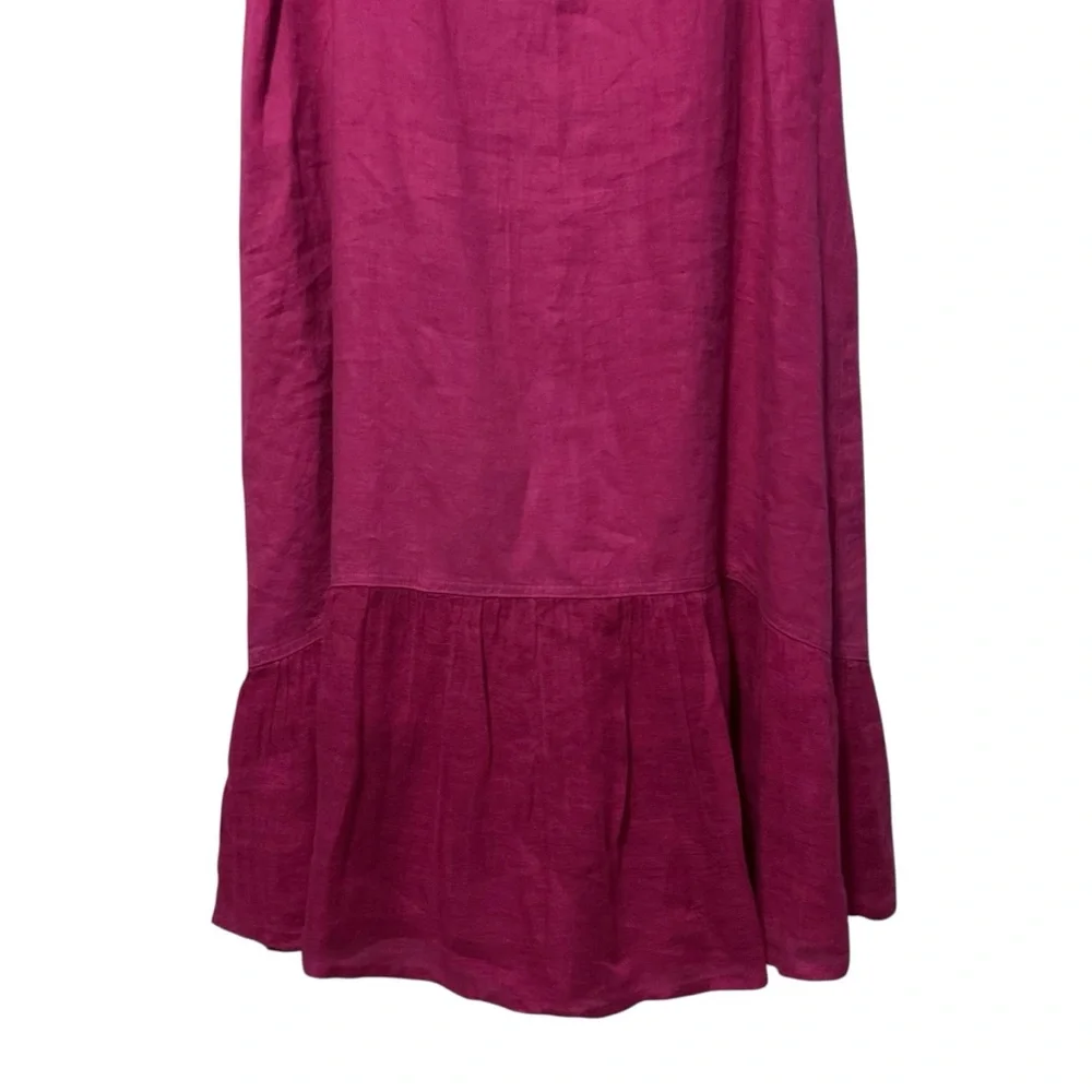 FLAX Pink Sleeveless Ruffle Hem Linen Midi Dress P (4/6) - Picture 4 of 13